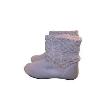 Bearpaw Women's Knit Bootie Cozy Slipper Ankle Boots Faux Suede Size 9